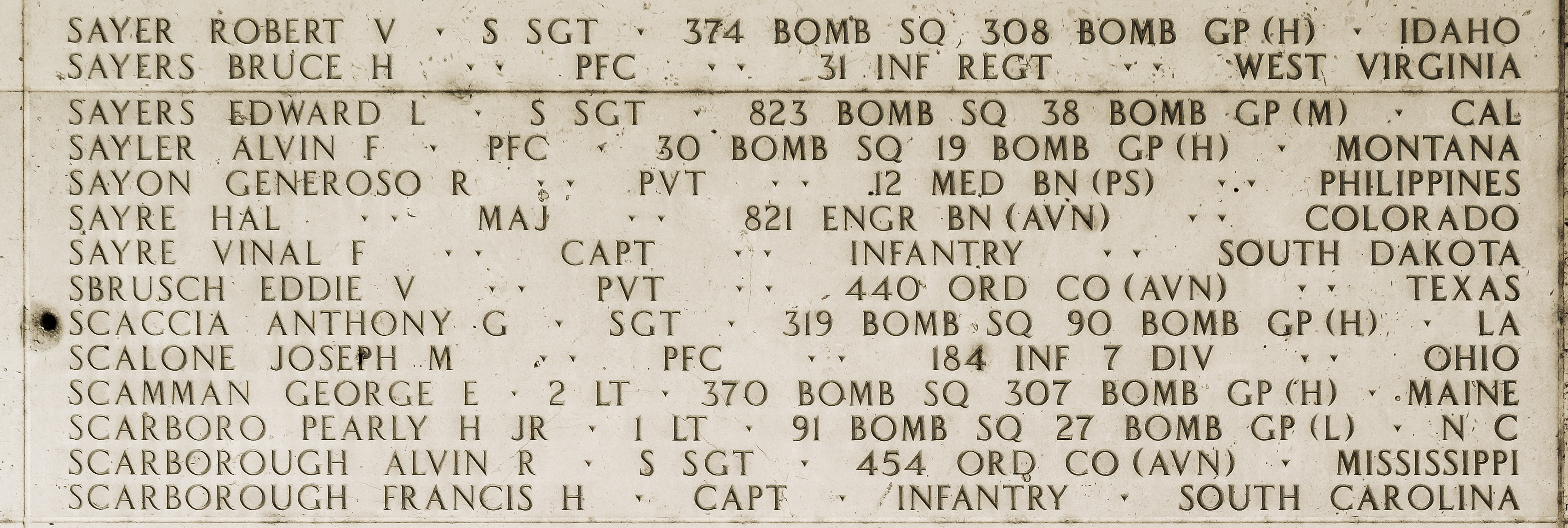 Robert V. Sayer, Staff Sergeant